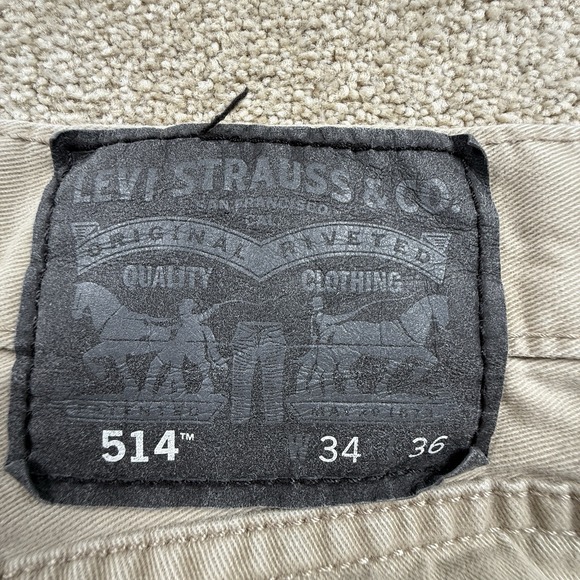 Levi's 514 Jeans Men's 34x36 Tan Khaki Beige Straight Leg  Denim Jeans - Picture 5 of 9